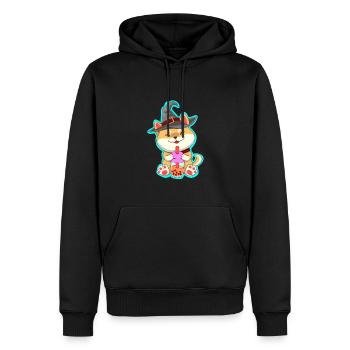 Thé à bulles pour chat d’Halloween - Sweat à capuche Premium bio Homme - noir - Devant - Nico (187cm)