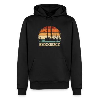 Pologne Bydgoszcz Skyline - Sweat à capuche Premium bio Homme - noir - Devant - Nico (187cm)
