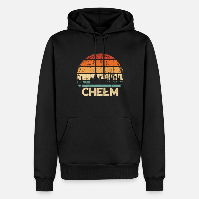 Pologne Chelm Skyline - Sweat à capuche Premium bio Homme - noir