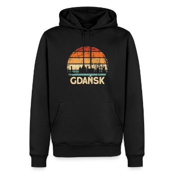 Pologne Gdansk Skyline - Sweat à capuche Premium bio Homme - noir - Devant - Nico (187cm)