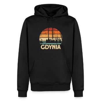 Pologne Gdynia Skyline - Sweat à capuche Premium bio Homme - noir - Devant - Nico (187cm)