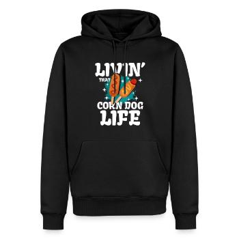 Livin That Corn Dog Life - Sweat à capuche Premium bio Homme - noir - Devant - Nico (187cm)