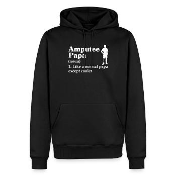Cadeau de prothèse de jambe amputée - Sweat à capuche Premium bio Homme - noir - Devant - Nico (187cm)