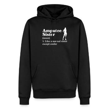 Cadeau de prothèse de jambe amputée - Sweat à capuche Premium bio Homme - noir - Devant - Nico (187cm)