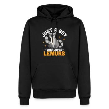 Lémurien - Sweat à capuche Premium bio Homme - noir - Devant - Nico (187cm)