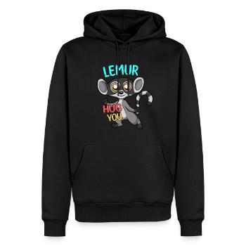 Lémurien - Sweat à capuche Premium bio Homme - noir - Devant - Nico (187cm)
