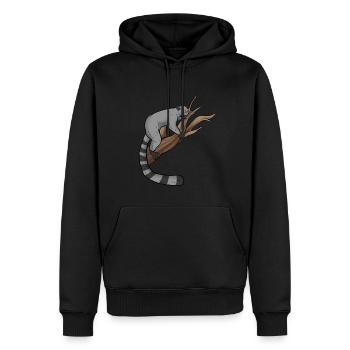 Lémurien - Sweat à capuche Premium bio Homme - noir - Devant - Nico (187cm)