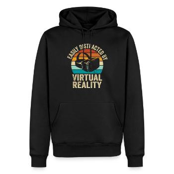 Cadeau VR de réalité virtuelle - Sweat à capuche Premium bio Homme - noir - Devant - Nico (187cm)