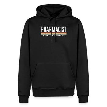 Pharmacien - Sweat à capuche Premium bio Homme - noir - Devant - Nico (187cm)