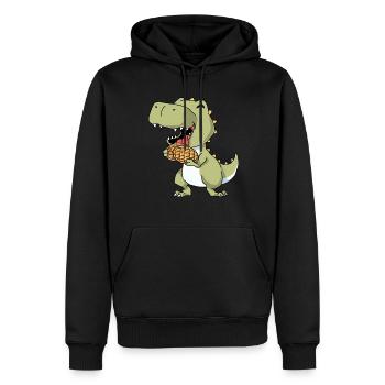 Gaufres T-Rex - Sweat à capuche Premium bio Homme - noir - Devant - Nico (187cm)