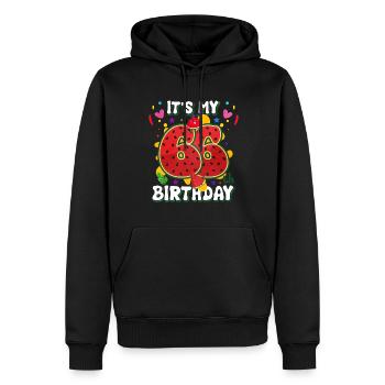 66. Geburtstag Wassermelone - Männer Premium Bio Hoodie - Schwarz - Vorne - Nico (187cm)