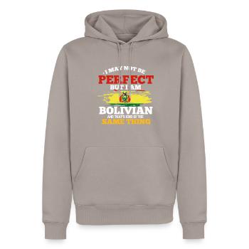 Bolivia - Men’s Premium Organic Hoodie - taupe - Front - Nico (187cm)