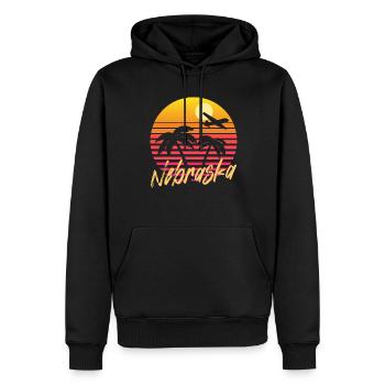 Nebraska - Männer Premium Bio Hoodie - Schwarz - Vorne - Nico (187cm)