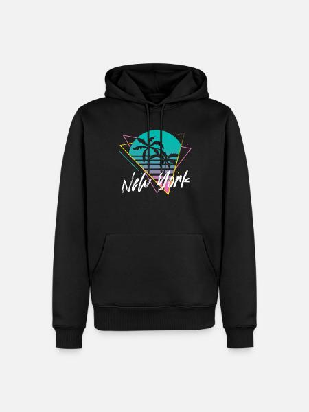 New York - Sweat à capuche Premium bio Homme - noir