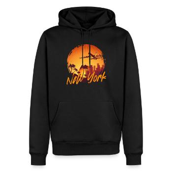 New York - Sweat à capuche Premium bio Homme - noir - Devant - Nico (187cm)