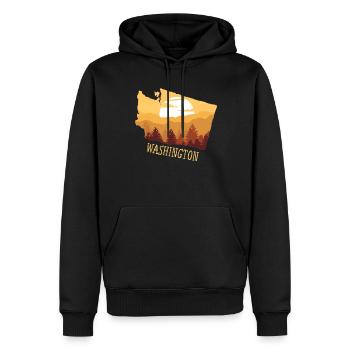 Washington - Männer Premium Bio Hoodie - Schwarz - Vorne - Nico (187cm)