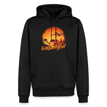 Washington - Männer Premium Bio Hoodie - Schwarz - Vorne - Nico (187cm)