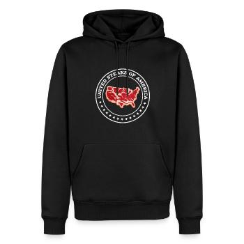 Steak - Männer Premium Bio Hoodie - Schwarz - Vorne - Nico (187cm)