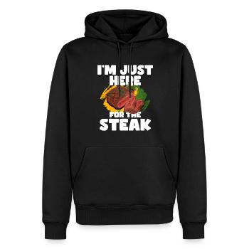 Steak - Männer Premium Bio Hoodie - Schwarz - Vorne - Nico (187cm)