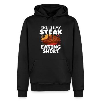 Steak - Männer Premium Bio Hoodie - Schwarz - Vorne - Nico (187cm)