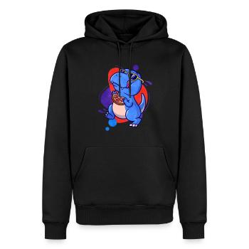 Steak - Männer Premium Bio Hoodie - Schwarz - Vorne - Nico (187cm)