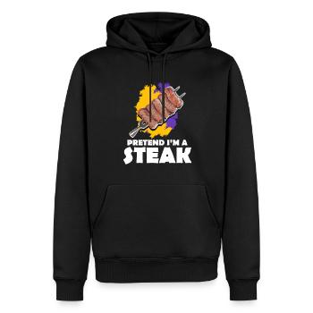 Steak - Männer Premium Bio Hoodie - Schwarz - Vorne - Nico (187cm)