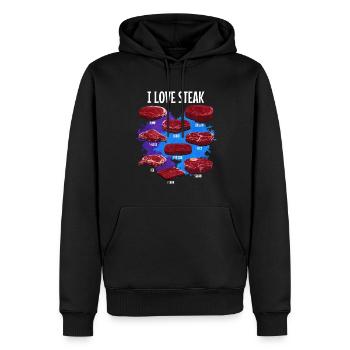 Steak - Männer Premium Bio Hoodie - Schwarz - Vorne - Nico (187cm)