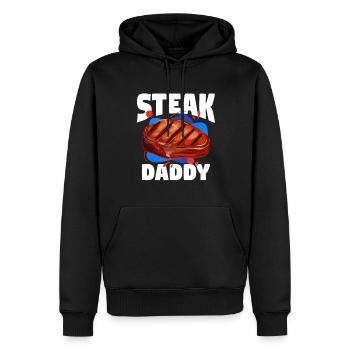 Steak - Männer Premium Bio Hoodie - Schwarz - Vorne - Nico (187cm)