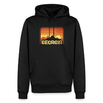 georgia - Männer Premium Bio Hoodie - Schwarz - Vorne - Nico (187cm)