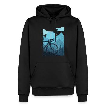 Cyclisme Nature - Sweat à capuche Premium bio Homme - noir - Devant - Nico (187cm)