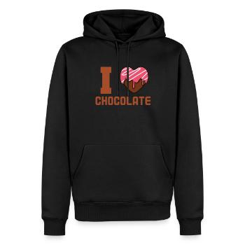 J’adore le chocolat - Sweat à capuche Premium bio Homme - noir - Devant - Nico (187cm)