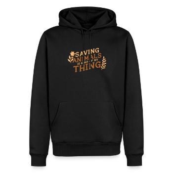 Tiere Retten Adoptieren Pflegen - Männer Premium Bio Hoodie - Schwarz - Vorne - Nico (187cm)