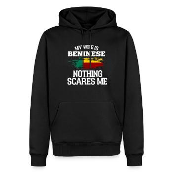 Bénin Épouse - Sweat à capuche Premium bio Homme - noir - Devant - Nico (187cm)