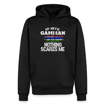 Gambie Épouse - Sweat à capuche Premium bio Homme - noir - Devant - Nico (187cm)