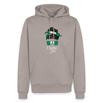 Nigéria - Sweat à capuche Premium bio Homme - taupe - Devant - Nico (187cm)
