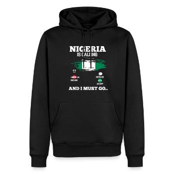 Nigéria - Sweat à capuche Premium bio Homme - noir - Devant - Nico (187cm)