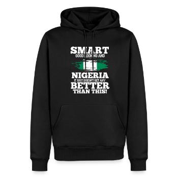 Nigéria - Sweat à capuche Premium bio Homme - noir - Devant - Nico (187cm)