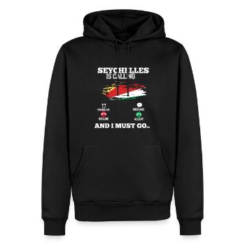 Seychellen - Männer Premium Bio Hoodie - Schwarz - Vorne - Nico (187cm)