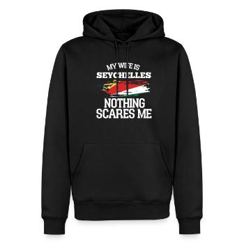 Seychellen - Männer Premium Bio Hoodie - Schwarz - Vorne - Nico (187cm)