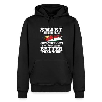 Seychellen - Männer Premium Bio Hoodie - Schwarz - Vorne - Nico (187cm)