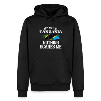 Tansania - Männer Premium Bio Hoodie - Schwarz - Vorne - Nico (187cm)