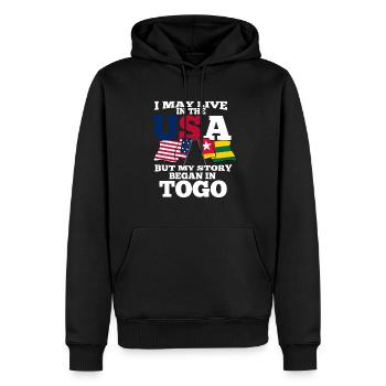 Togo - Männer Premium Bio Hoodie - Schwarz - Vorne - Nico (187cm)