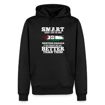 Sahara occidental - Sweat à capuche Premium bio Homme - noir - Devant - Nico (187cm)