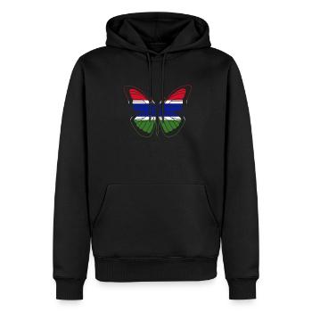 Gambia - Männer Premium Bio Hoodie - Schwarz - Vorne - Nico (187cm)