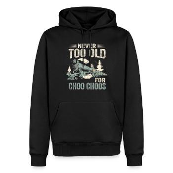 Jamais trop vieux pour Choo Choos - Sweat à capuche Premium bio Homme - noir - Devant - Nico (187cm)