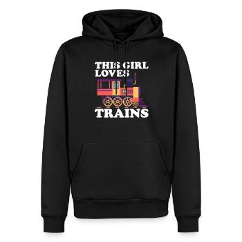 Dieses Mädchen liebt Züge - Männer Premium Bio Hoodie - Schwarz - Vorne - Nico (187cm)