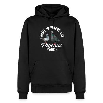La maison est l’endroit où se trouvent les pigeons - Sweat à capuche Premium bio Homme - noir - Devant - Nico (187cm)