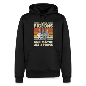 Ich mag Tauben und vielleicht 3 Menschen - Männer Premium Bio Hoodie - Schwarz - Vorne - Nico (187cm)