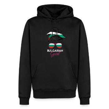 Bulgarisches Mädchen - Männer Premium Bio Hoodie - Schwarz - Vorne - Nico (187cm)