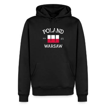 Pologne - Sweat à capuche Premium bio Homme - noir - Devant - Nico (187cm)